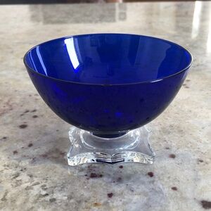 Cobalt Blue Glass Pedestal Bowl